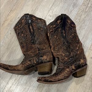 Brown and Black Western Cowboy Boots
